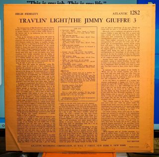 JIMMY GIUFFRE 3 “Trav ' lin ' Light” 1958 Atlantic Mono VG,  First Pressing Vinyl 2