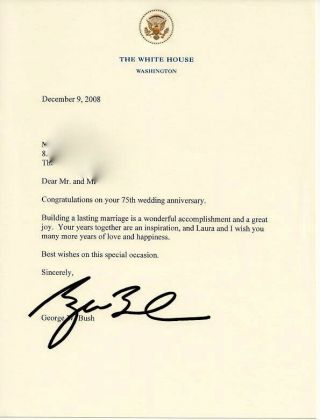 President George W.  Bush Signed Letter On White House Stationary - Autograph
