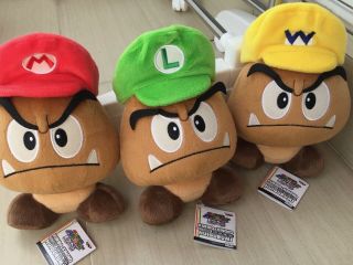Japan Nintendo Mario Ds Plush Mario Luigi Wario Cap Goomba Set Of 3