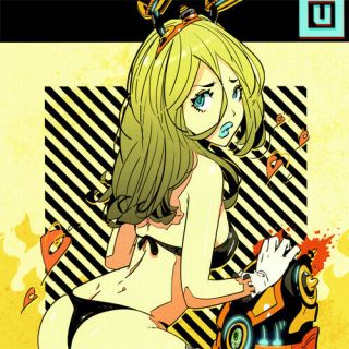 Kentoo Signed Art Print Anime Pop And Demolish Girl Rabbit Ears 14.  5x10 " Poster