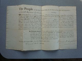 1810 York Signed Militia Appointment Daniel D Tompkins 6th Vice President