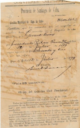 Emilio Bacardi - Cuban Document Signed Twice
