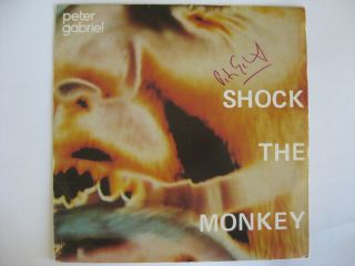 Peter Gabriel - Autographed 12 " Shock The Monkey Record - Hand Signed By Gabriel