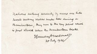 James Ramsay Macdonald – British Prime Minister – Authentic Signature