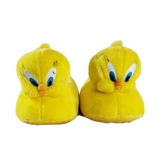 Vintage 1999 Looney Tunes Tweety Bird Slippers Big Plush House Shoes Womens Med