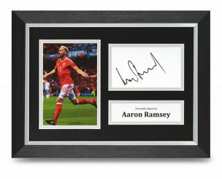 Aaron Ramsey Signed A4 Framed Photo Display Wales Autograph Memorabilia,