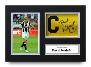 Pavel Nedved Signed A4 Captains Armband Photo Display Juventus Autograph
