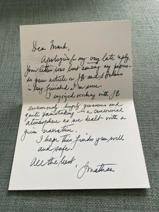 Jeremy Brett Sherlock Holmes Letter Signed By Jonathan Hyde
