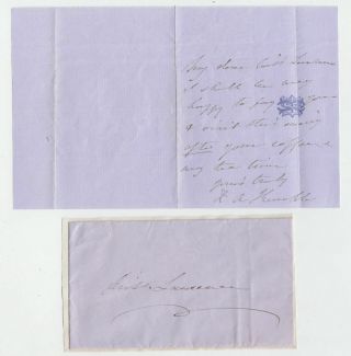 Fanny Kemble (1809 - 93),  Actress,  Autograph Letter And Envelope