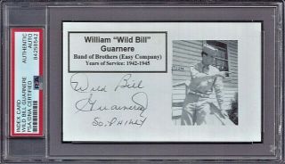 Wild Bill Guarnere Band Of Brothers Wwii Signed 3x5 Index Card Psa/dna Autograph