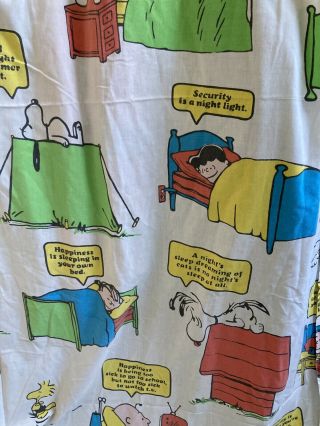 Vintage 1971 Peanuts Snoopy Charlie Brown “Happiness Is” Bed Sheet Blanket Twin 2