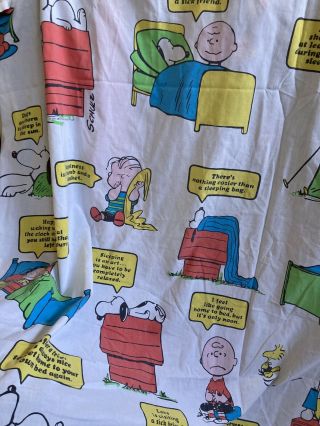 Vintage 1971 Peanuts Snoopy Charlie Brown “Happiness Is” Bed Sheet Blanket Twin 3