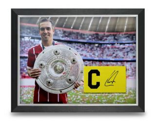 Philipp Lahm Signed 16x12 Framed Armband Photo Display Bayern Munich Autograph