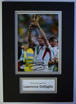 Lawrence Dallaglio Signed Autograph A4 Photo Display England Rugby Aftal