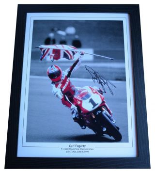 Carl Fogarty Signed Autograph 16x12 Framed Photo Display Superbikes Aftal