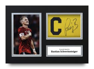 Bastian Schweinsteiger Signed A4 Photo Captains Armband Display Bayern Autograph