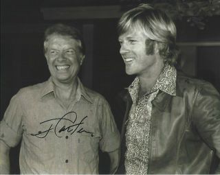 President Jimmy Carter Hand Signed 8x10 Photo Autograph Seen W/ Robert Redford