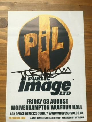 John Lydon Johnny Rotten Hand Signed Autograph On P.  I.  L.  Tour Flyer Sex Pistols