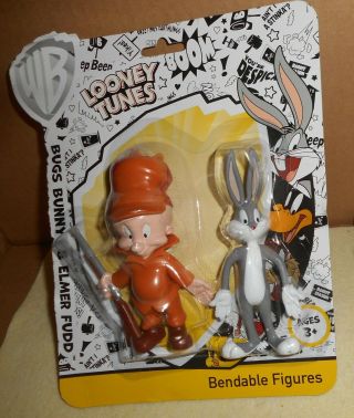 Wb Looney Tunes [ Elmer Fudd & Bugs Bunny ] Bendable Figure Nip