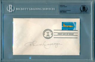 Signed Chuck Yeager 1st Supersonic Flight Day Issue Stamp Envelope Beckett Bas