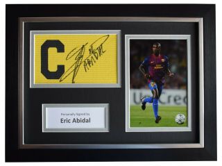 Eric Abidal Signed Framed Captains Armband A4 Photo Display Barcelona