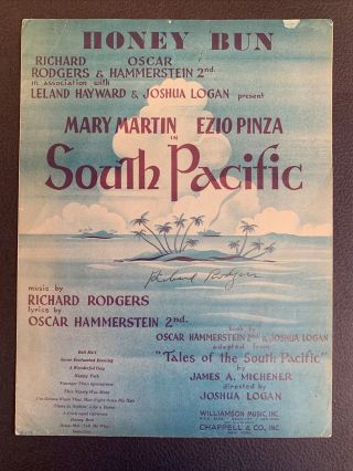 Richard Rodgers Composer Signed South Pacific Sheet Music