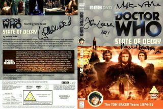 Doctor Who: State Of Decay Dvd Cover Signed By The Cast And Crew