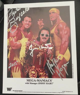 Hulk Hogan & Jimmy Hart & Brutus Signed Photo Wrestling,  We,  Wwe,  Wwf,  Tna,  Wcw,  Nwo