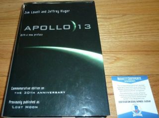 Beckett Captain Jim - James Lovell Signed Apollo 13 Hardcover Book 42648 Lost Moon