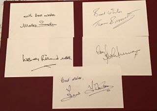 Are You Being Served Tv Comedy Legends Autographed Signed Cards X 5,