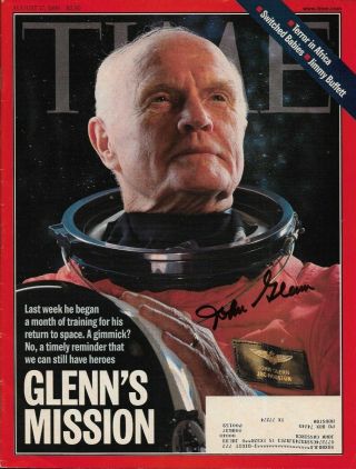 John Glenn Mercury 7 Astronaut.  Senator.  Signed Time.  August 17,  1998.