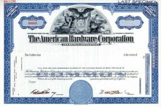 American Hardware Corporation - Specimen Stock Certificate