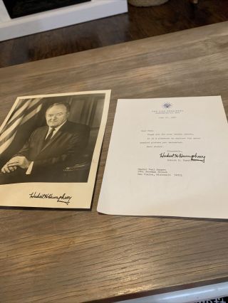 Hubert H.  Humphrey - Signed Photo & Typed Letter June 12,  1968 - Vice President