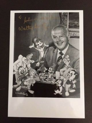 Walter Lantz Signed Photo With Woody And Other Cartoon Characters