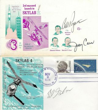 Jerry Carr Ed Gibson Bill Pogue Skylab 4 Signed Postal Covers Uacc Autograph