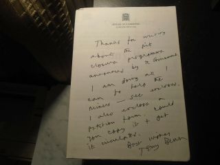 1992 Tony Benn Mp,  Hand Written And Signed Letter,  Miner 