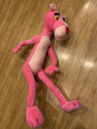 Vintage 1980 Large Pink Panther Mighty Star 40”tall Posable Plush Bendable