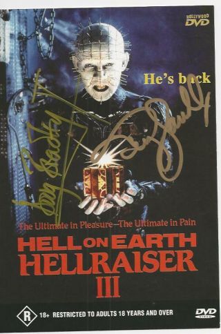 Dvd " Hellraiser Iii - Hell On Earth " Signed By Doug Bradley & Terry Farrell