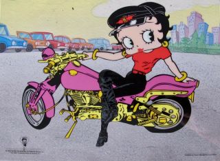 Betty Boop On Harley Motorcycle Animation Art Sericel Cel