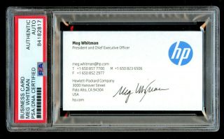 Meg Whitman Signed Autograph Auto Hp President & Ceo Business Card Psa Slabbed