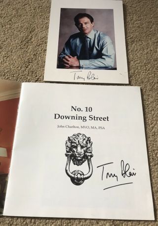Tony Blair Signed Downing Street Photo And Signed Book Politics Prime Minister