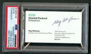 Meg Whitman Signed Autograph Auto Hewlett Packard Pres.  & Ceo Business Card Psa
