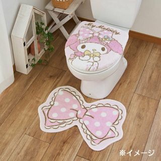 Sanrio Hello Kitty My Melody Toilet Lid Cover & Mat Set (ribbon) From Japan Y/n
