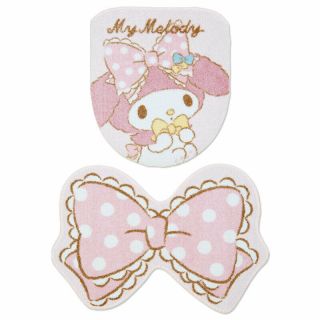 Sanrio Hello Kitty My Melody Toilet lid cover & mat set (ribbon) From Japan Y/N 2