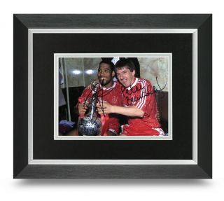 John Barnes & Peter Beardsley Signed 10x8 Framed Photo Display Liverpool,