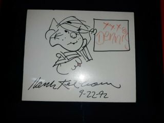 Dennis The Menace Cartoon Sketch Drawing Signed By Hank Ketcham 9/22/92 Framed