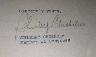 Shirley Chisholm Signed 1972 Congressional Letter Re: Presidential Campaign