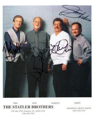 Statler Brothers Hand Signed 8x10 Photo Signed By All 4 Country Legends