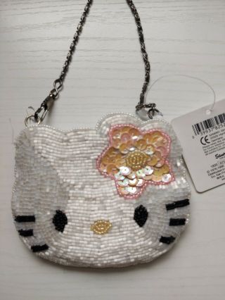 Hello Kitty Flower Coin Purse 1998 Vintage Beaded Sequin With Tags Rare
