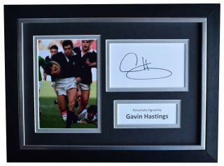 Gavin Hastings Signed A4 Framed Autograph Photo Display Rugby Union Scotland